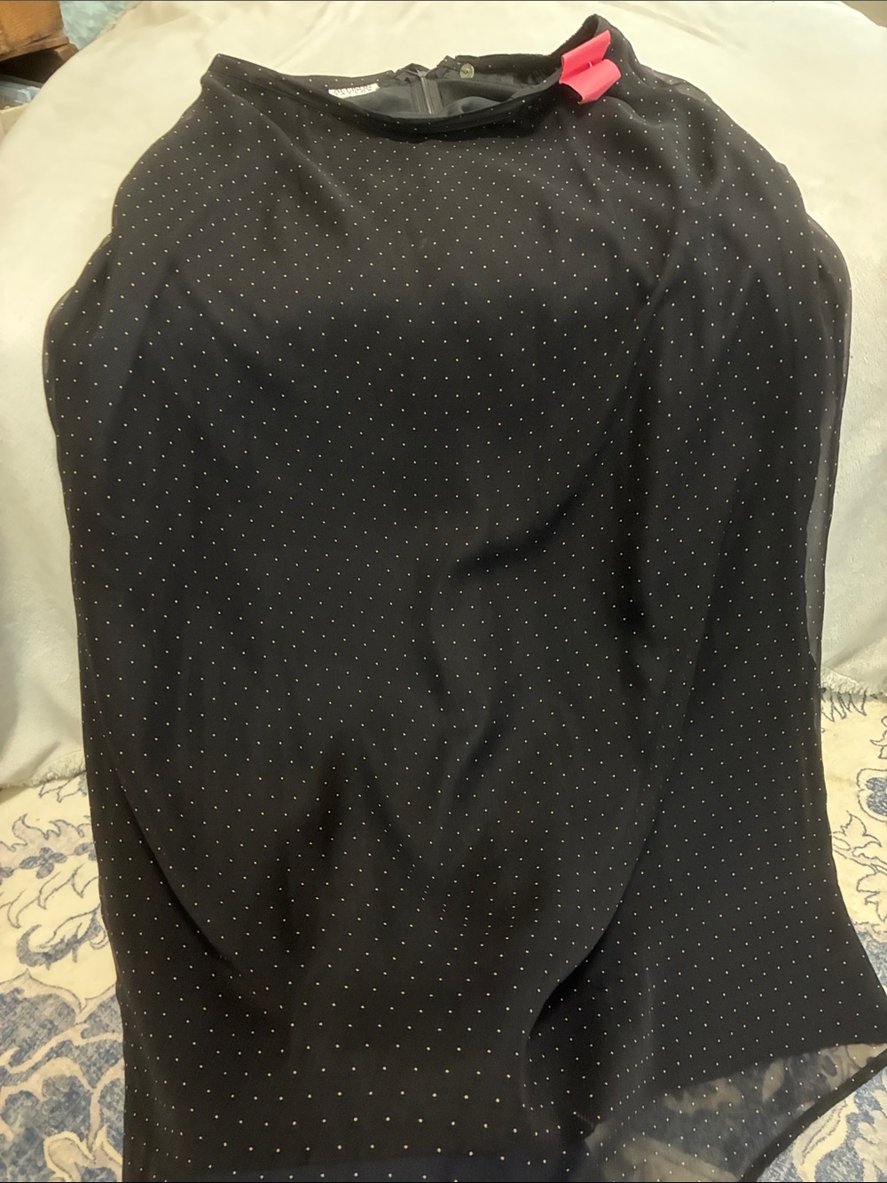 Allison Taylor Black Polka Dot Pencil Skirt with Pink Accent
